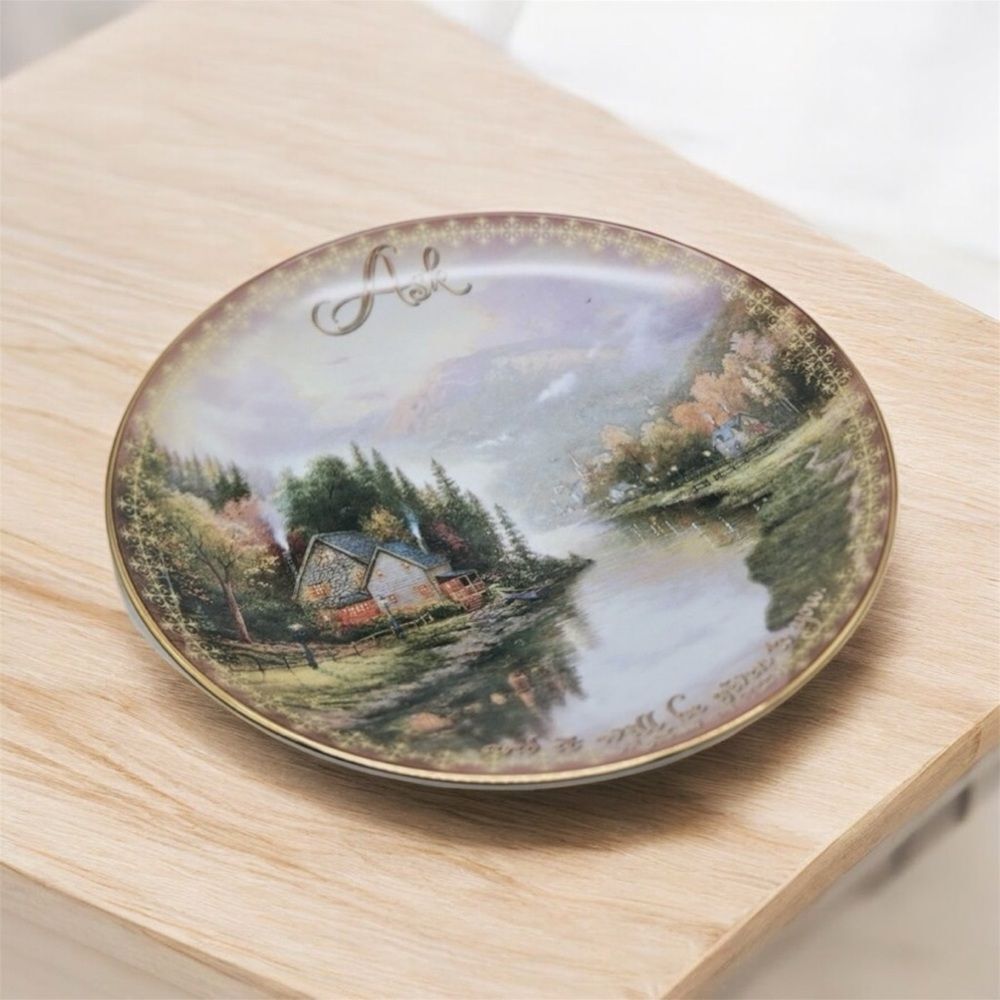 Thomas Kinkade Simpler Times Plate Ask Spirit of Life 8th Issue w/Gold Trim - Picture 2 of 8